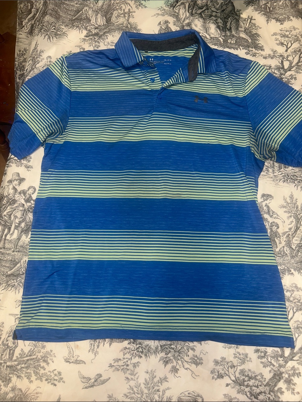 Under Armour Blue and Light Blue Striped Men’s Polo